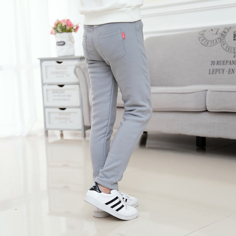 Girls’ Winter Fleece-Lined Leggings – High-Waist Warm Korean-Style Kids Leggings, 7 Colors, 100–150cm