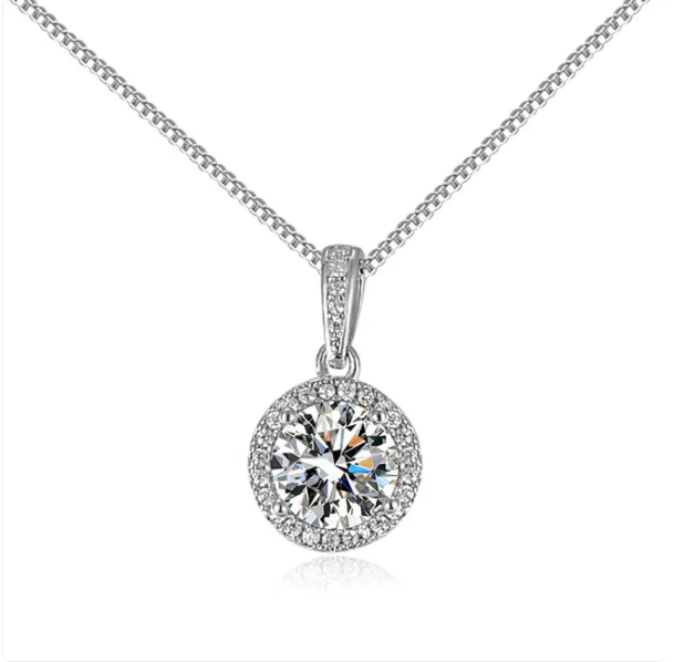 Women’s Radiant Round Rhinestone Clavicle Necklace – Delicate Sparkling Pendant Jewelry