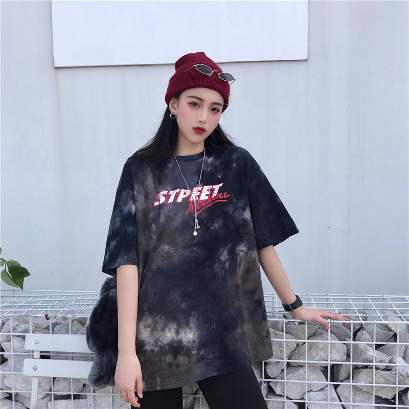 Loose Harajuku Style Tie-Dye T-Shirt for Women