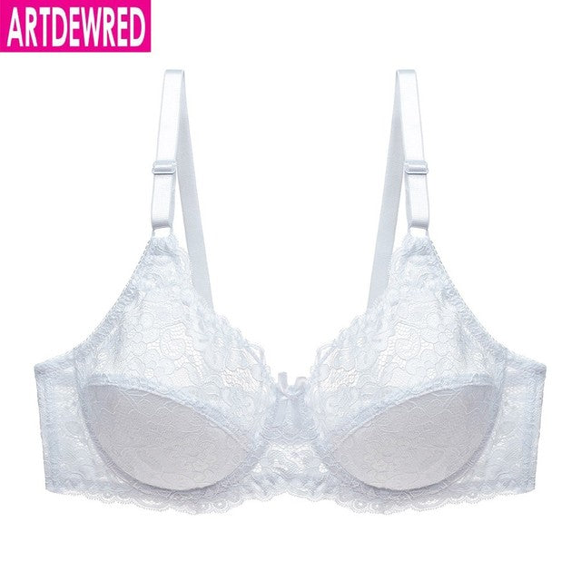 Women’s Lace Gathered C-Cup Bra – Thin Breathable Supportive Lingerie