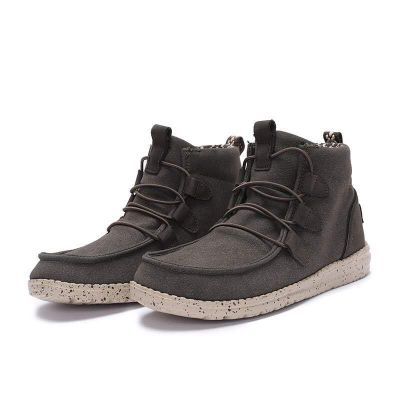 Canvas Flat Ankle Boots