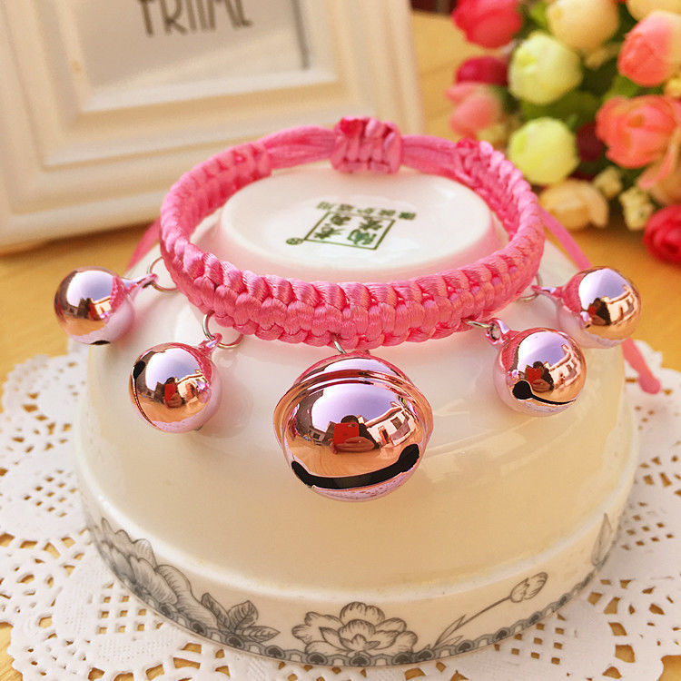 Cute Puppy & Cat Collar with Bell – Adjustable Nylon Jewelry-Style Pet Collar