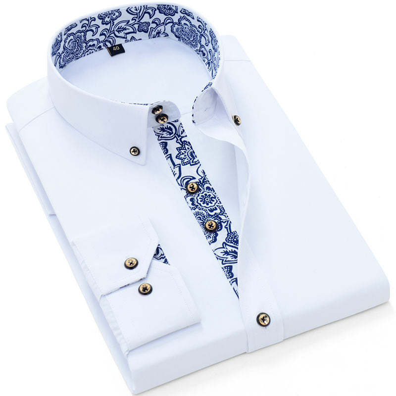 Men’s Korean Slim Fit Cotton Business Shirt – Smart Casual Long Sleeve Shirt, M–4XL