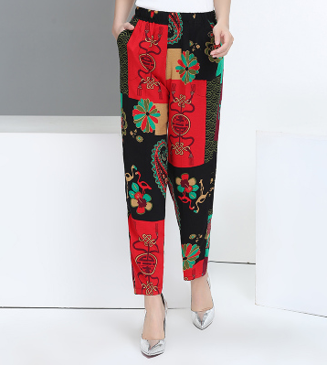 Women’s Loose High-Waist Casual Pants – Lightweight Cropped Straight-Leg Harem Trousers, XL–5XL