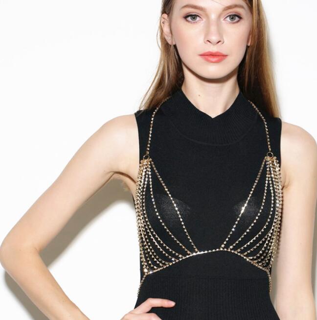 Constellation Bra Body Chain – Artistic Body Jewelry in Gold or Silver