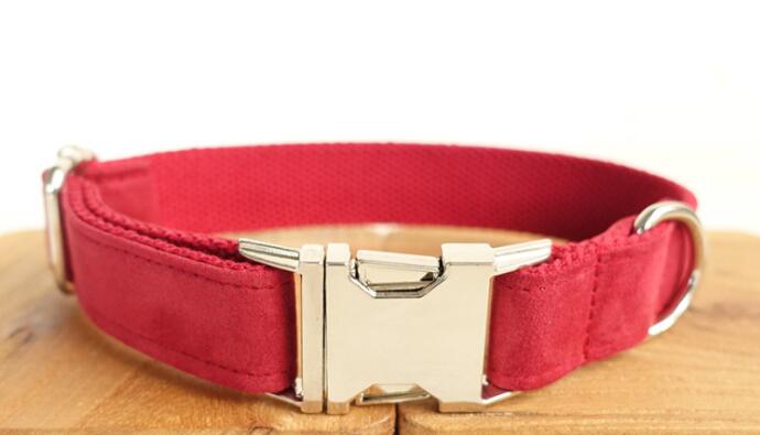 Adjustable Red Dog Collar – Durable Polyester Pet Walking Neckband