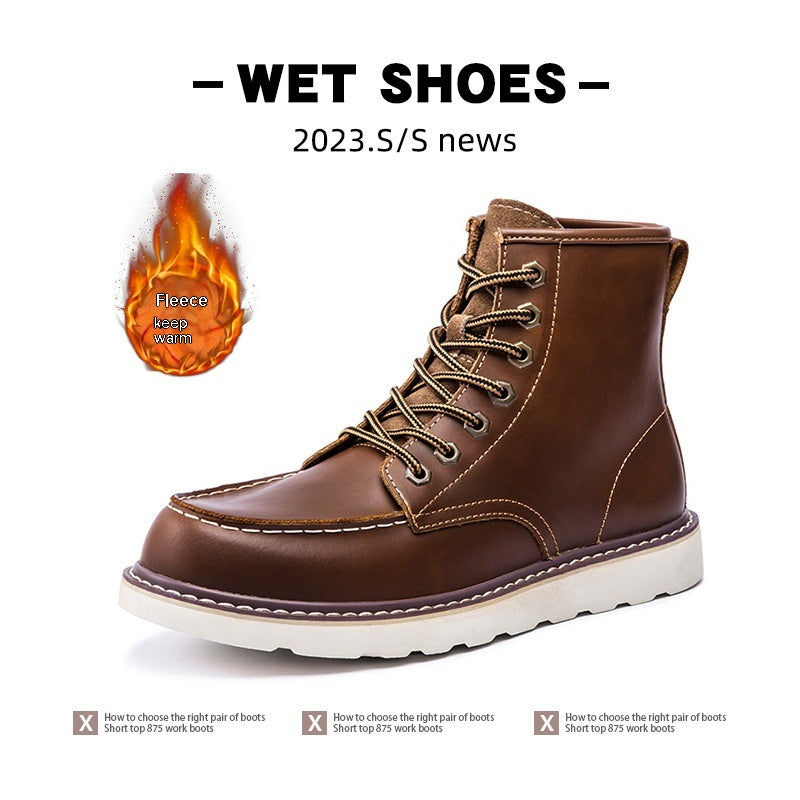 Men’s Vintage Fleece-Lined Martin Boots – Warm Winter Casual Footwear