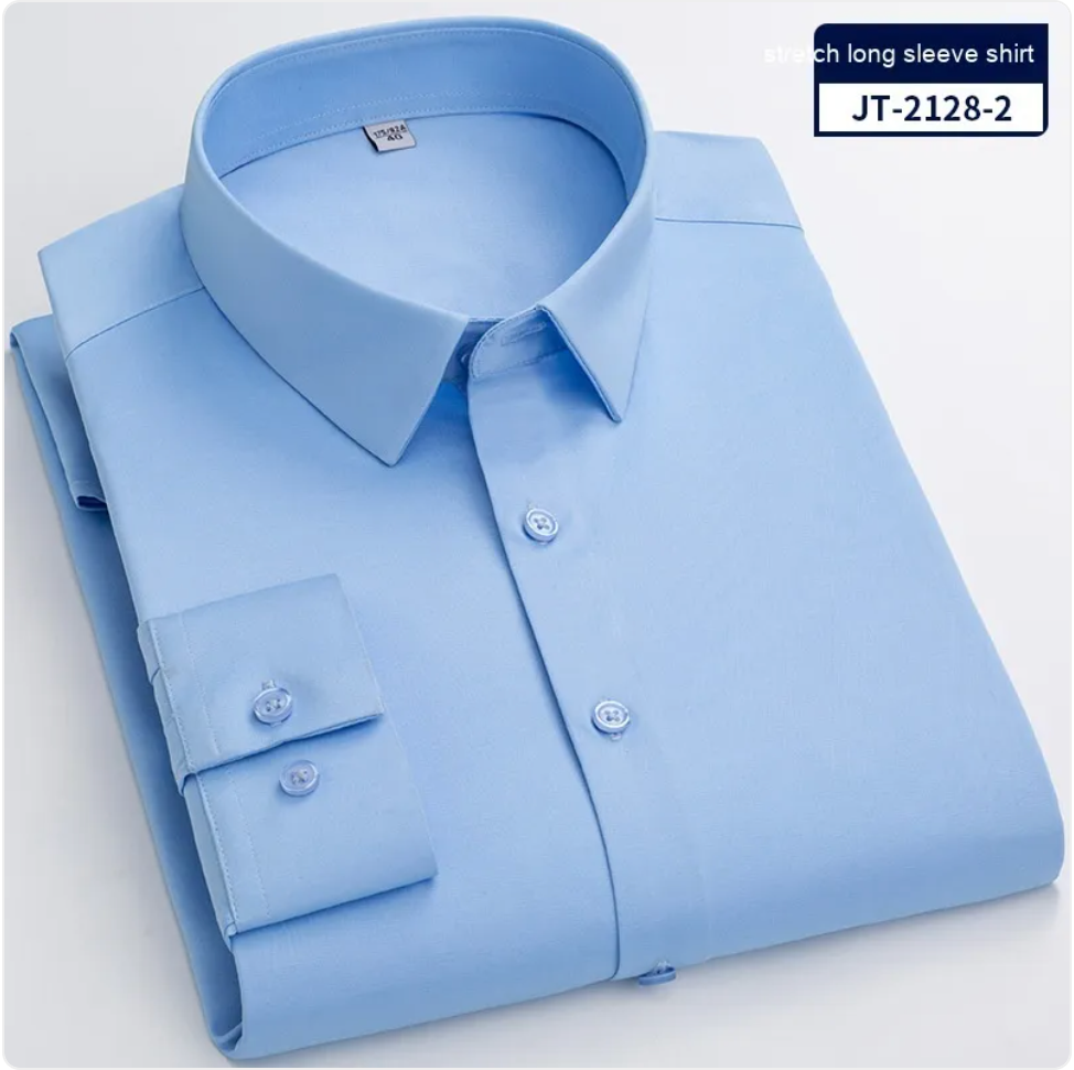 Men’s Seamless Stretch Long Sleeve Shirt – Bamboo Blend Casual Shirt, Sizes 38–46