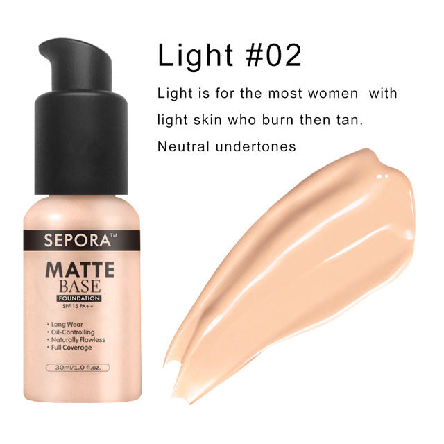 Matte Waterproof Liquid Foundation & Concealer – Full Coverage Face Makeup