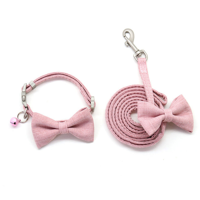 Adjustable Pet Collar & Leash Set with Bell – Nylon Walking Set for Small Dogs & Cats