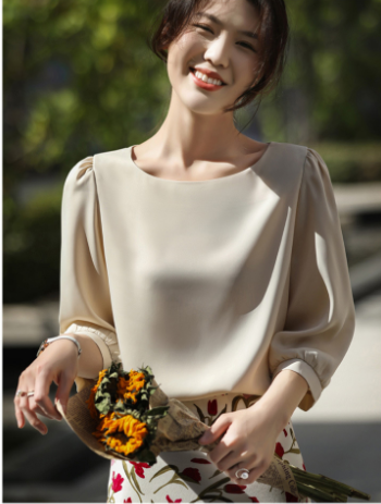 Silky Satin Half Sleeve T-Shirt for Women