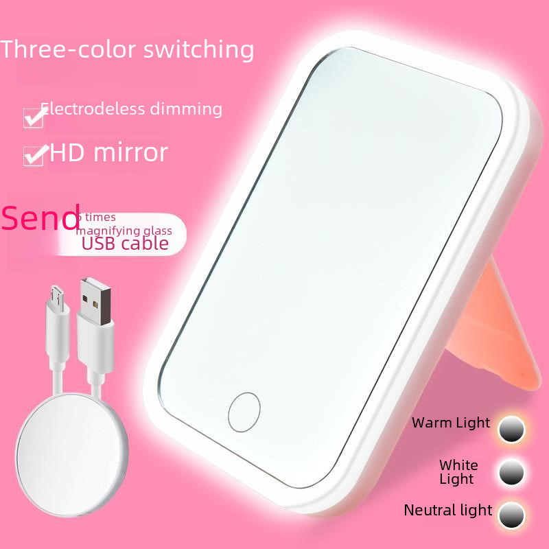 LED Makeup Mirror with Light - Portable Folding Design