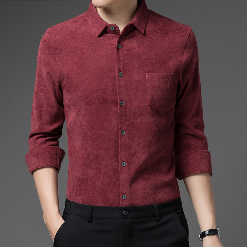 Men’s Thickened Long Sleeve Casual Shirt – Warm Lapel Cardigan Shirt, M–4XL