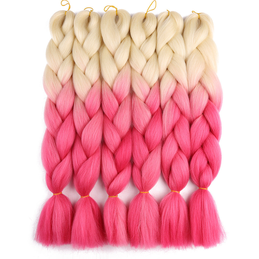 Jumbo Braided Wig for Women – Black Gradient High-Heat Synthetic Braids, 64 Colors