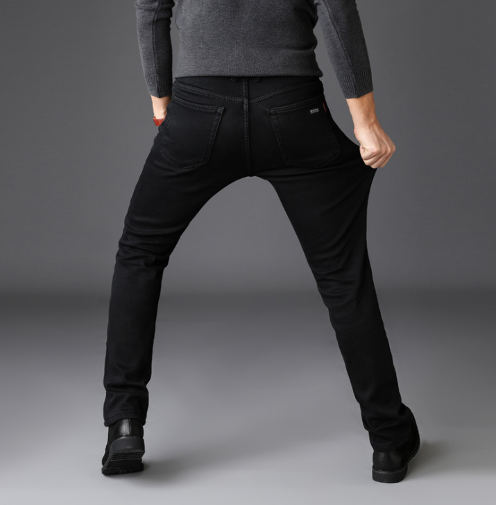 Men’s Slim-Fit Black Jeans – Straight-Cut Casual Denim Pants, Sizes 28–40