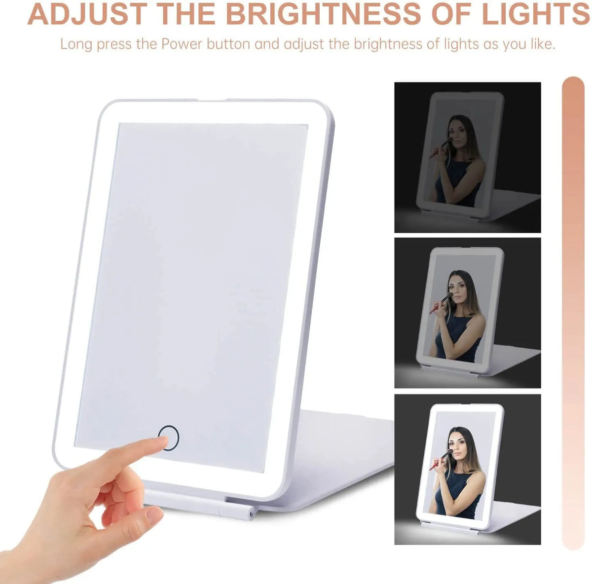 Foldable LED Makeup Mirror – Touch Sensor Portable Vanity Mirror