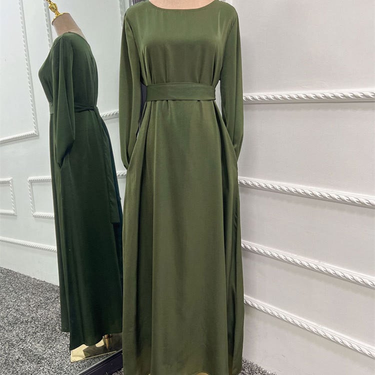 Soft Satin Gown Dress for Women – Elegant Long Sleeve Loose Fit Dress