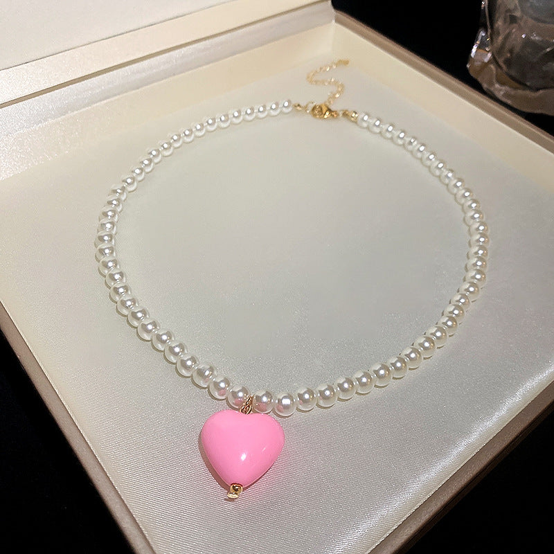 Korean Vintage Pearl Tassel Floral Bow Choker Necklace