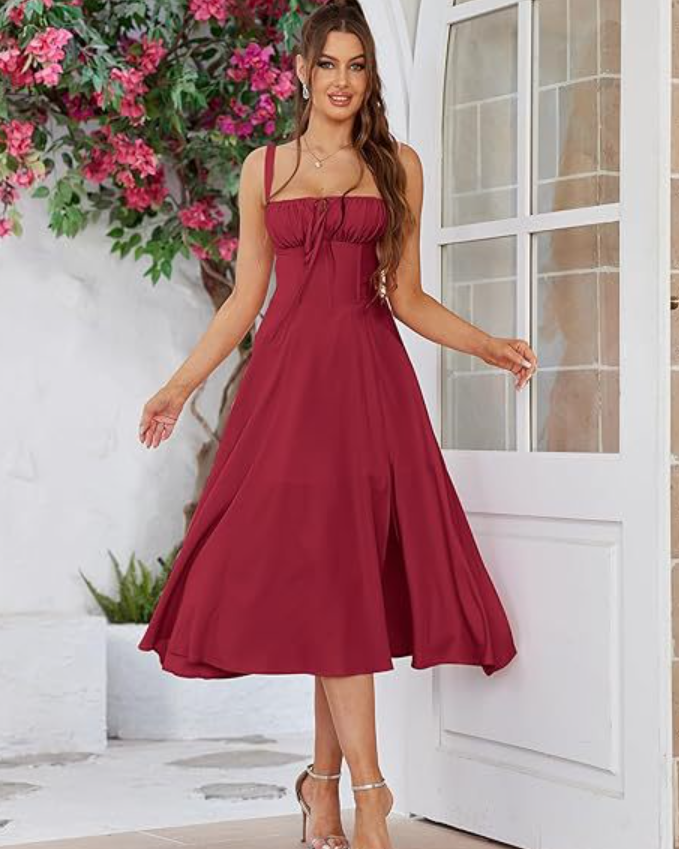 Women’s Bohemian Floral Midi Tank Dress – Sleeveless Summer Vacation Dress