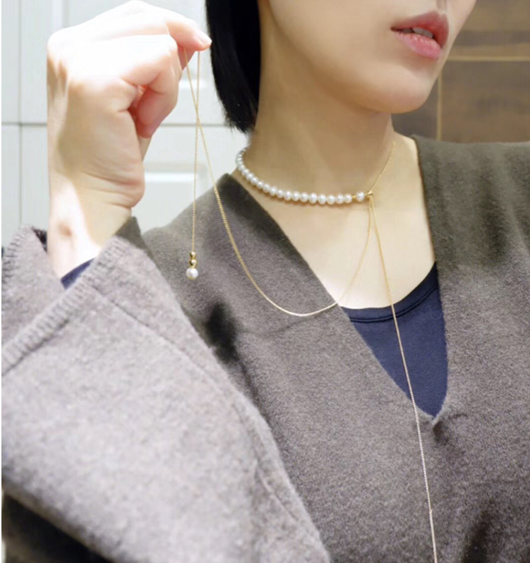 Long Tassel Pearl Sweater Necklace