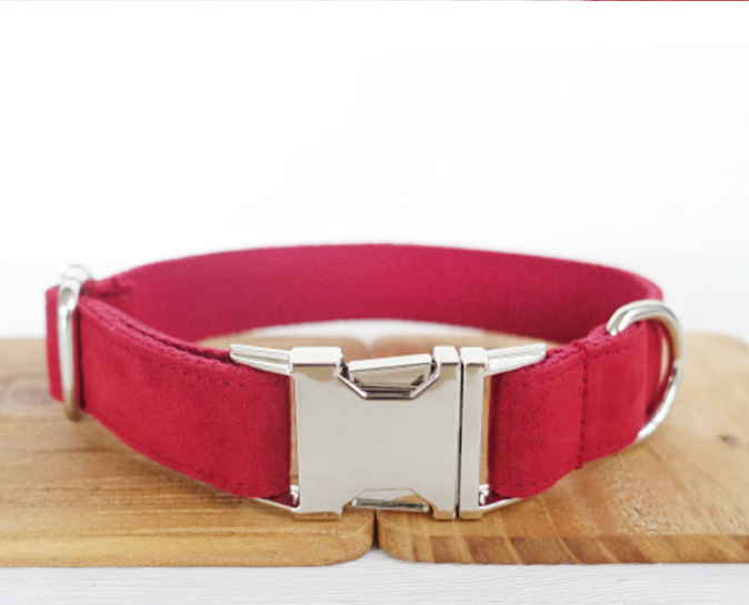 Adjustable Red Dog Collar – Durable Polyester Pet Walking Neckband