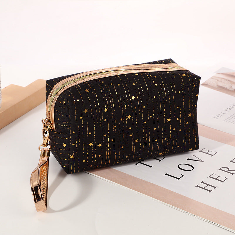 Bling Stars Cosmetic Bag for Women – Waterproof PU Travel Makeup & Toiletry Organizer