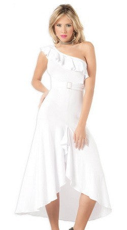 Women’s Off-Shoulder Evening Dress – Elegant Oblique Shoulder Long Party Gown