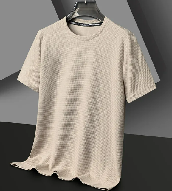 Men’s Solid Color Polyester Round Neck T-Shirt – Lightweight Summer Casual Tee, M–3XL