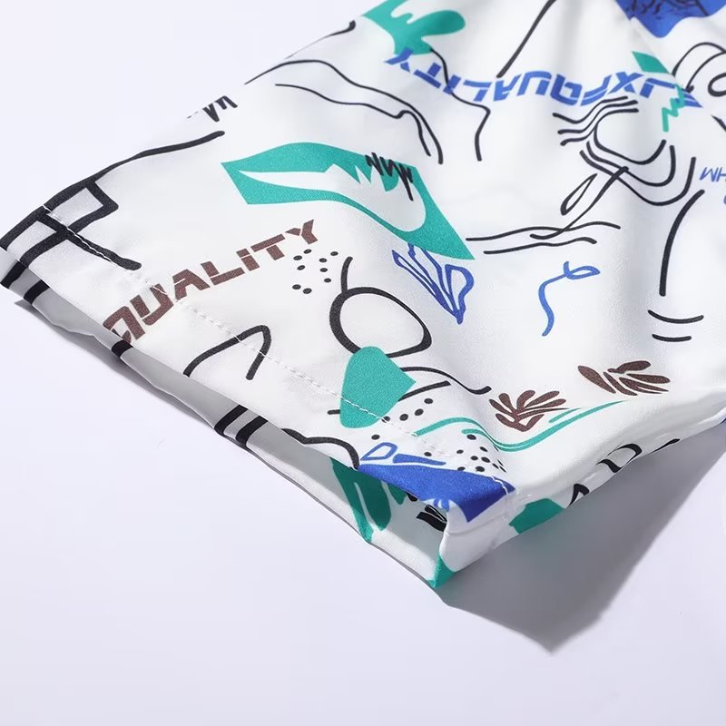 Men’s Summer Graffiti Polo Shirt – Breathable Ice Shreds Print Loose Fit Short Sleeve Shirt, M–3XL