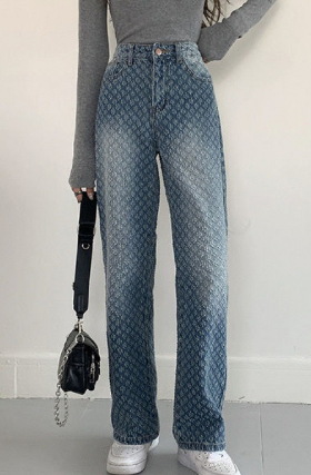 Women’s High-Waist Wide-Leg Jeans – Cotton Washed Nostalgic Blue Korean-Style Denim, S–3XL