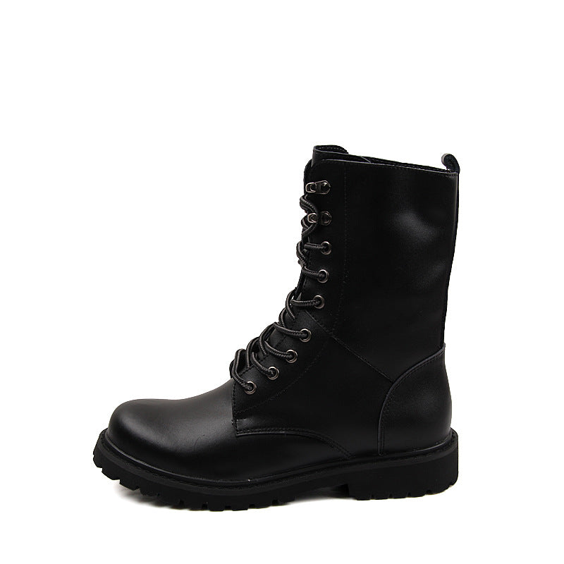 Men’s Winter Leather Military Boots – High-Top Lace-Up Combat Footwear