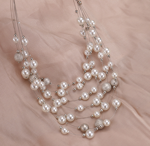 Multilayer Pearl Necklace with Pendant