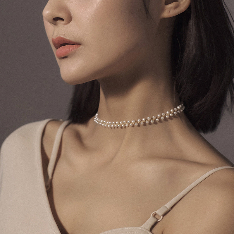 Handmade Woven Pearl Necklace