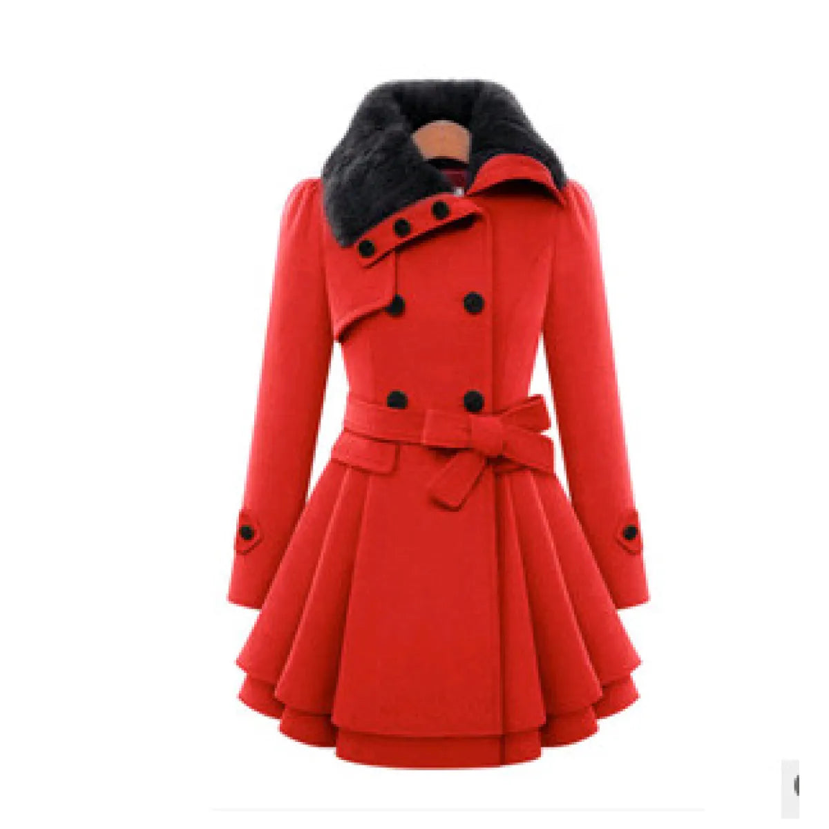 Women’s Slim Double-Breasted Woolen Coat – Thick Elegant Winter Coat, S–5XL