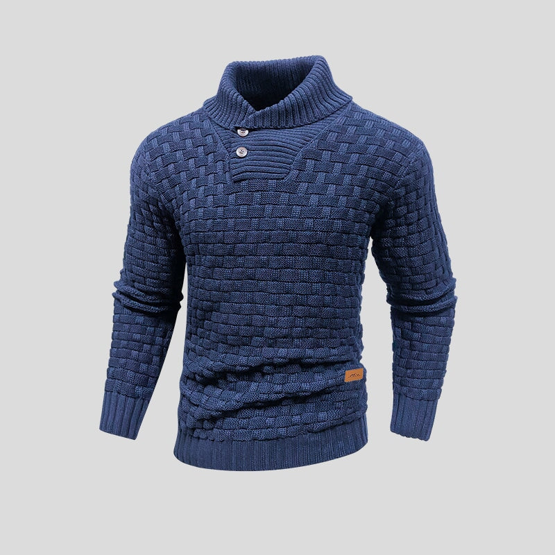 Men’s Waffle Pattern Sweater – Premium Cotton & Bamboo Fiber Warm Knit Pullover, 6 Colors, S–2XL