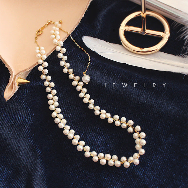 Handmade Woven Pearl Necklace
