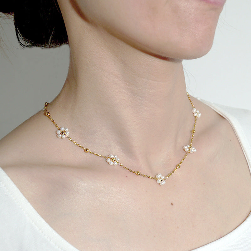 Titanium Steel Pearl Necklace for Women