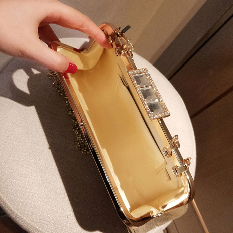 Fashion Diamond Clutch Evening Bag for Women – Sparkling Gold & Silver Wedding Shoulder Bag