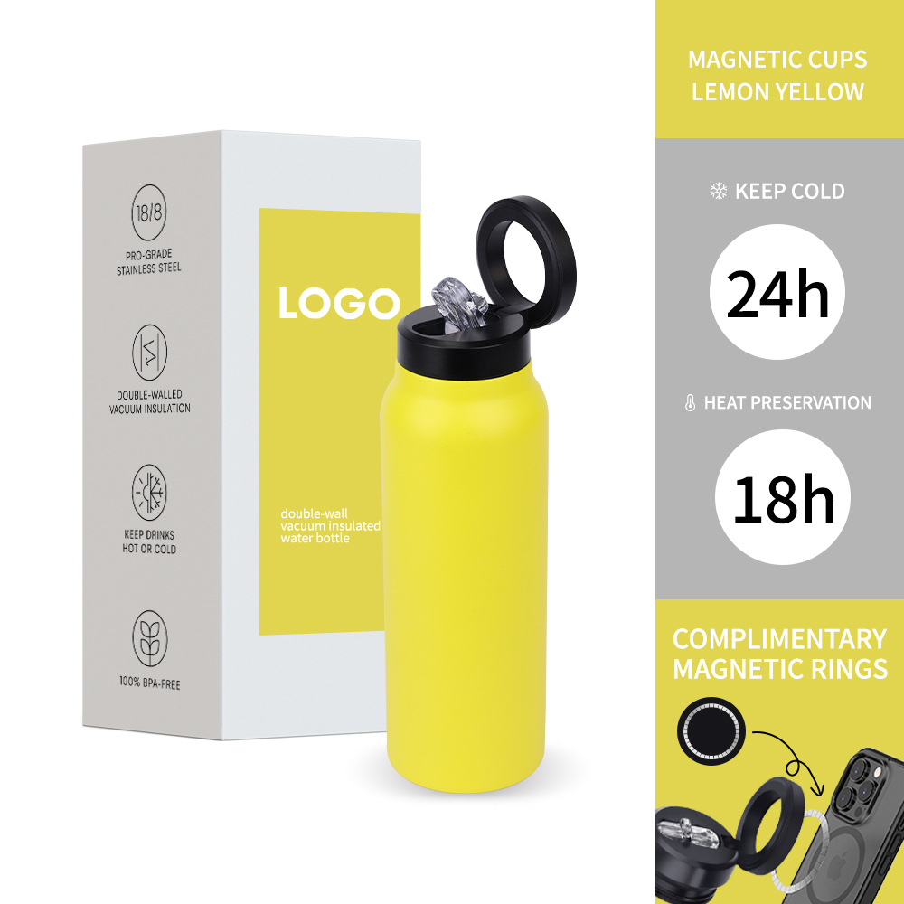 Stainless Steel Water Bottle with Magnetic Lid – Reusable Insulated Travel Bottle