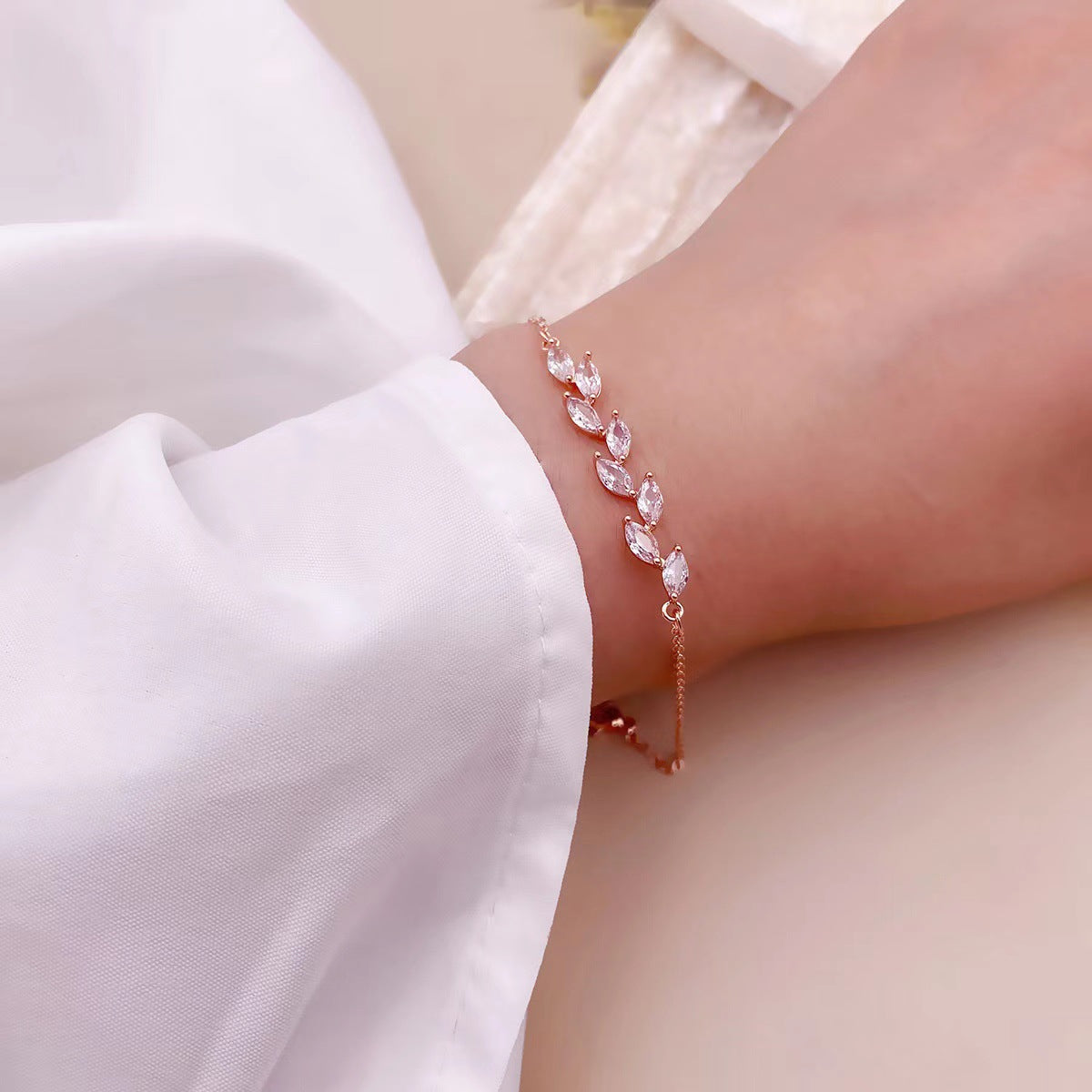 Korean Mori Style Leaves Bridal Bracelet for Women
