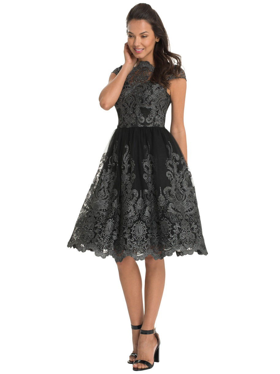 Amazon Europe Women's Embroidered Mesh Dress with Floral Hollow Detail USA