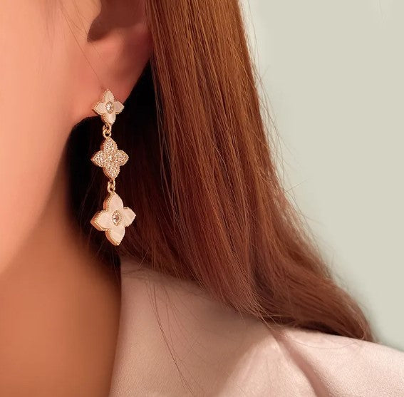 Three Flower Earrings for Women – Elegant Floral Statement Jewelry
