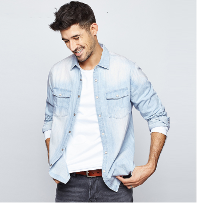 Men’s Casual Long Sleeve Denim Shirt Jacket – USA