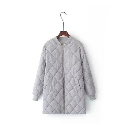 Women’s Thickened Cotton Baseball Jacket – Mid-Length Warm Raglan Sleeve Winter Coat, 3 Colors, M–2XL