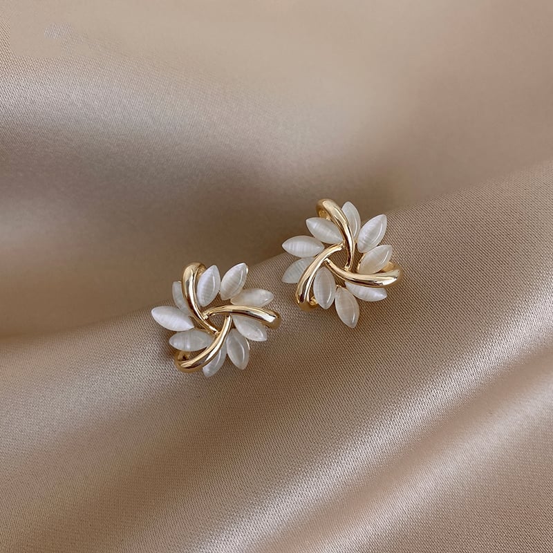 Opal Sunflower Earrings for Women – Elegant Floral Statement Jewelry