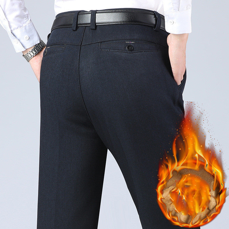 Men’s Fleece-Lined Business Casual Pants – Warm Winter Trousers