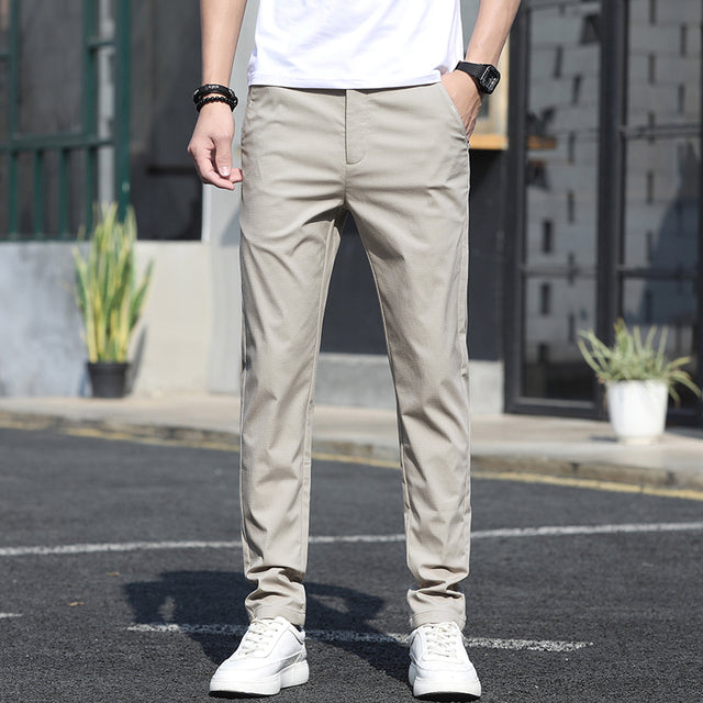 Men’s Summer Slim Fit Suit Pants – Business Casual Dress Trousers