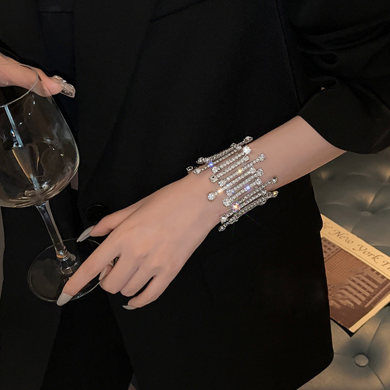Women’s Luxury Rhinestone Statement Bracelet – Sparkling Elegant Fashion Jewelry