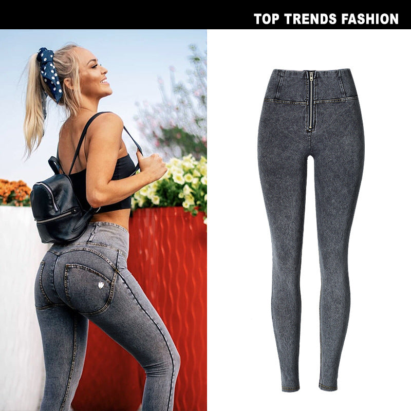Women’s High-Waist Stretch Denim Yoga Pants – Cotton Skinny Fitness Leggings, XS–XL