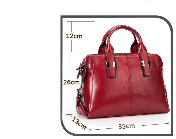 Minimalist Waxed Cowhide Crossbody Bag for Women – Large Genuine Leather Handbag